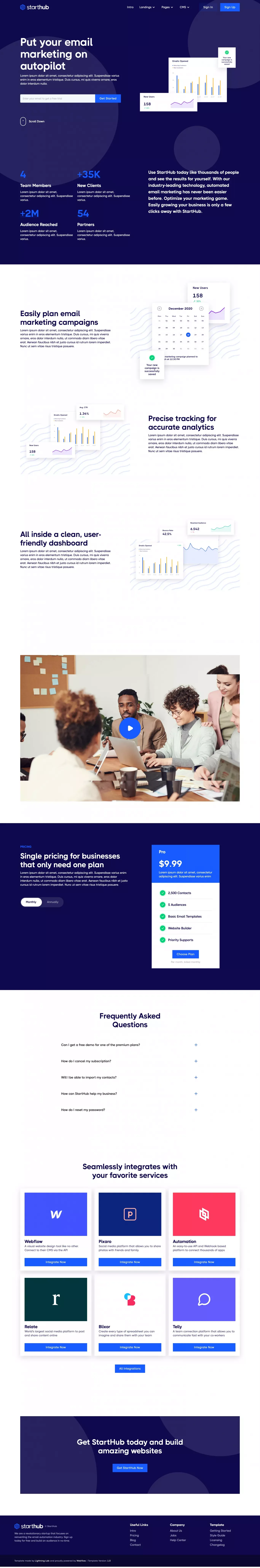 StartHub - SaaS Website Template - Template design