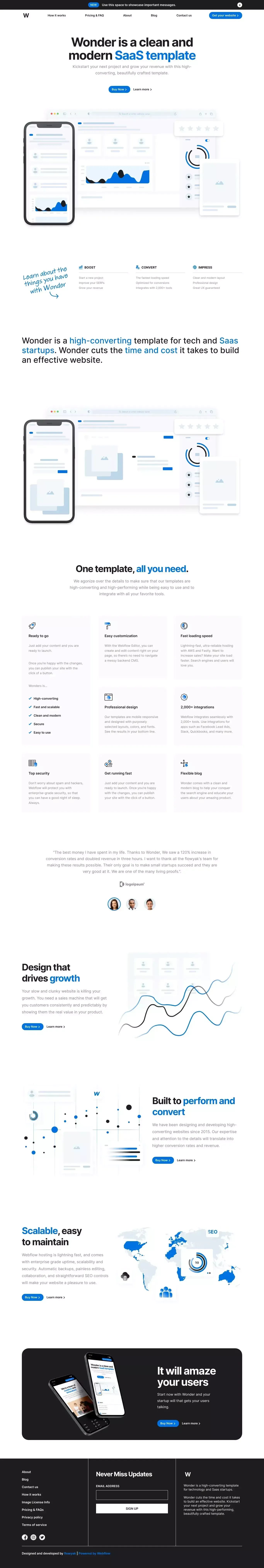 Wonder - Webflow HTML Website Template - Template design