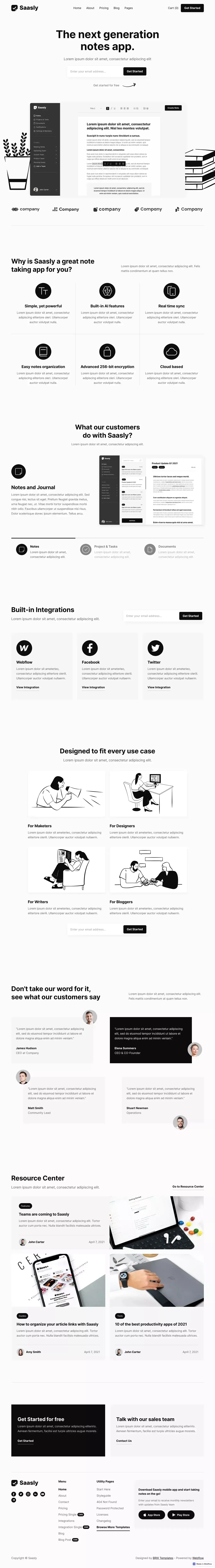 Saasly - Webflow Ecommerce Website Template - Template design
