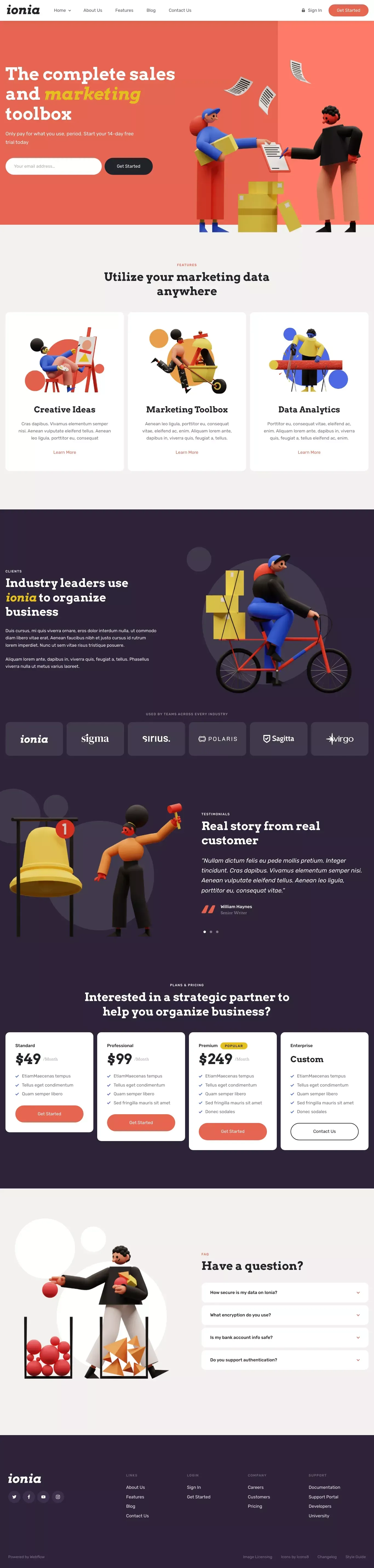Ionia - Webflow HTML website template - Template design