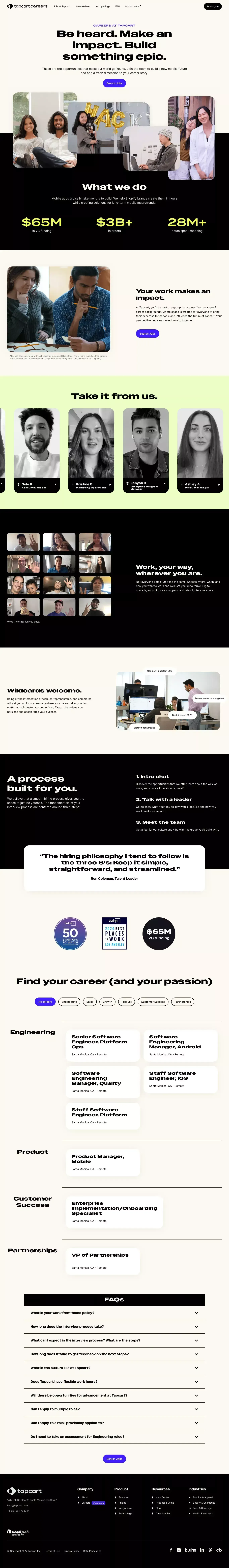 We're Hiring! Explore Careers & Benefits | Tapcart - Career design