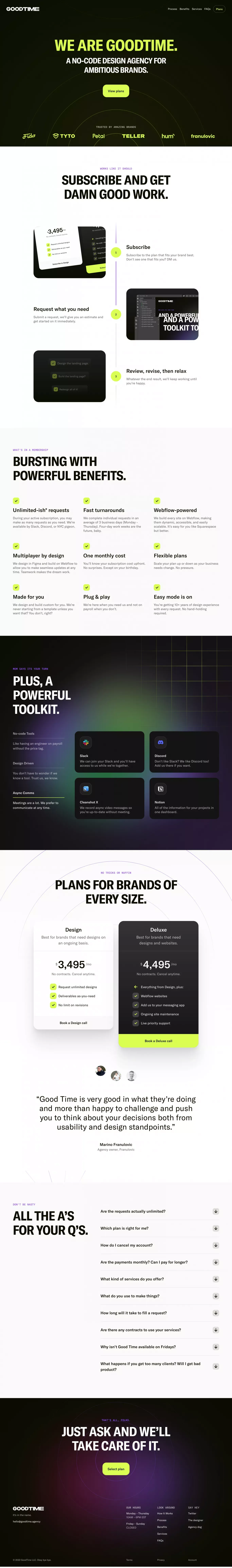 Goodtime — No-code design subscription - Landing design