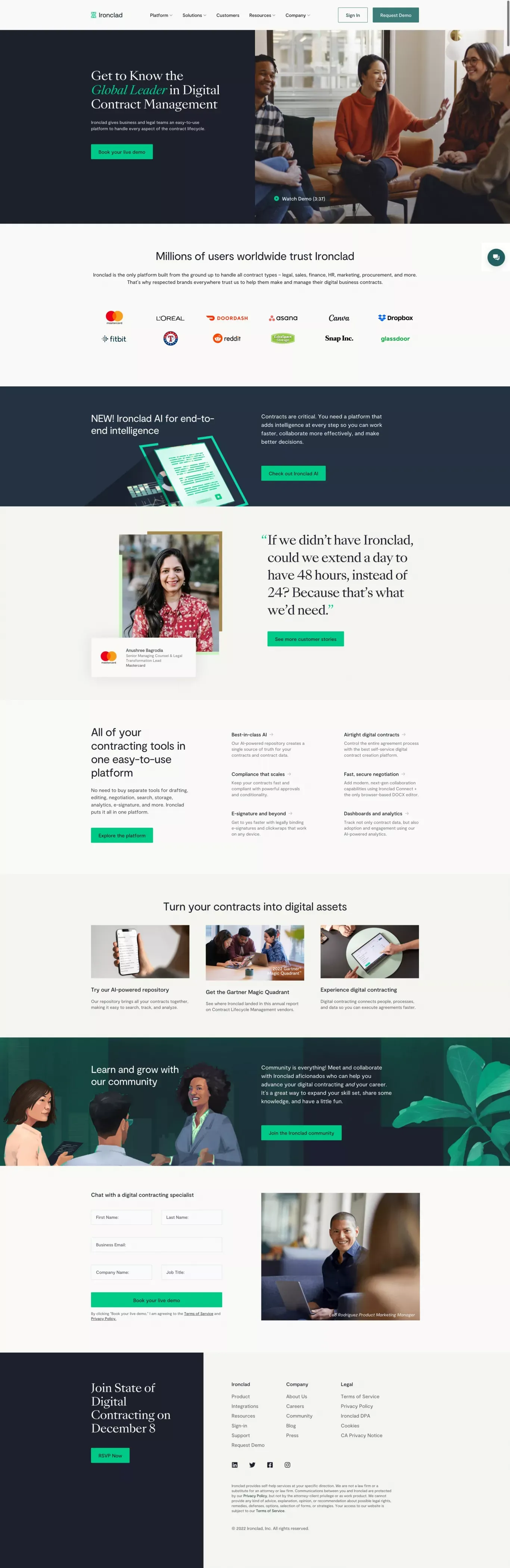 Ironclad: The Global Leader in Contract Management Software - Landing design