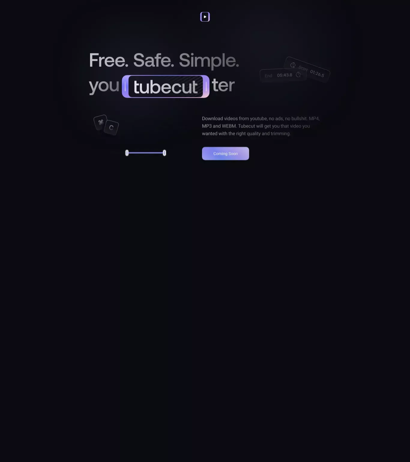 tubecut. - Youtube Video Downloader - website design