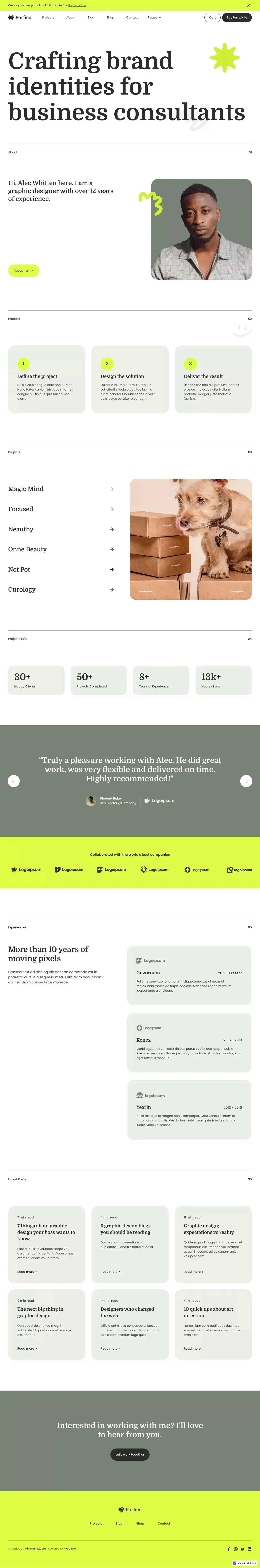 Porfico - Webflow Ecommerce Website Template - Template design