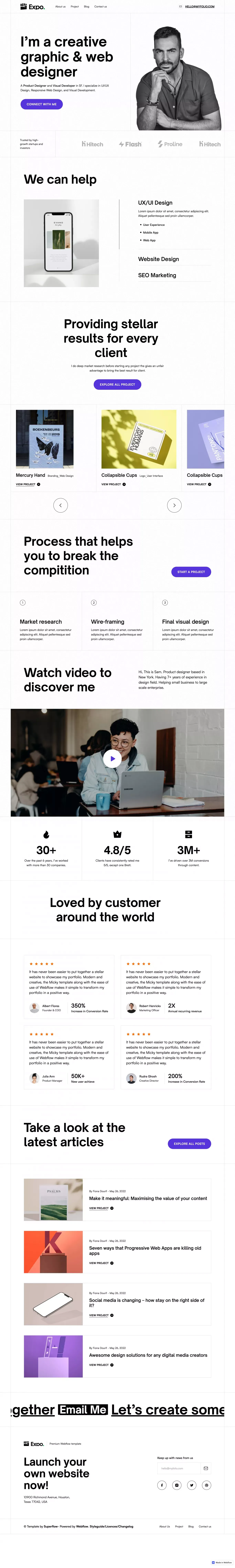 Expo- Portfolio Webflow Template - Template design