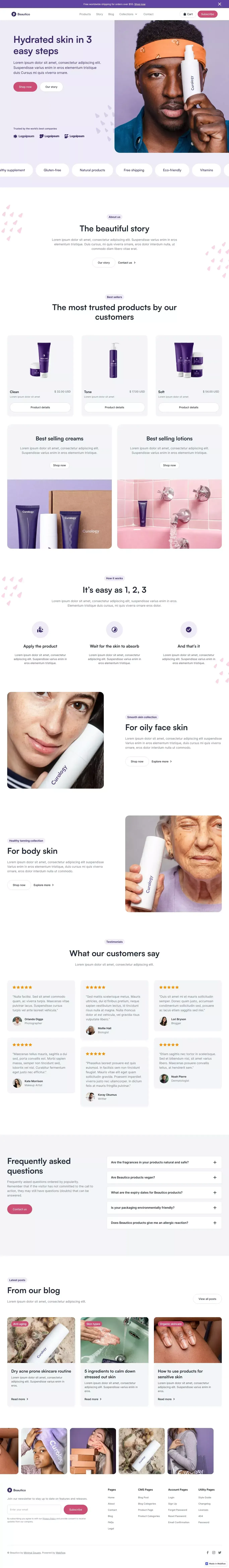 Home - Beautico - Webflow Ecommerce Website Template - Template design