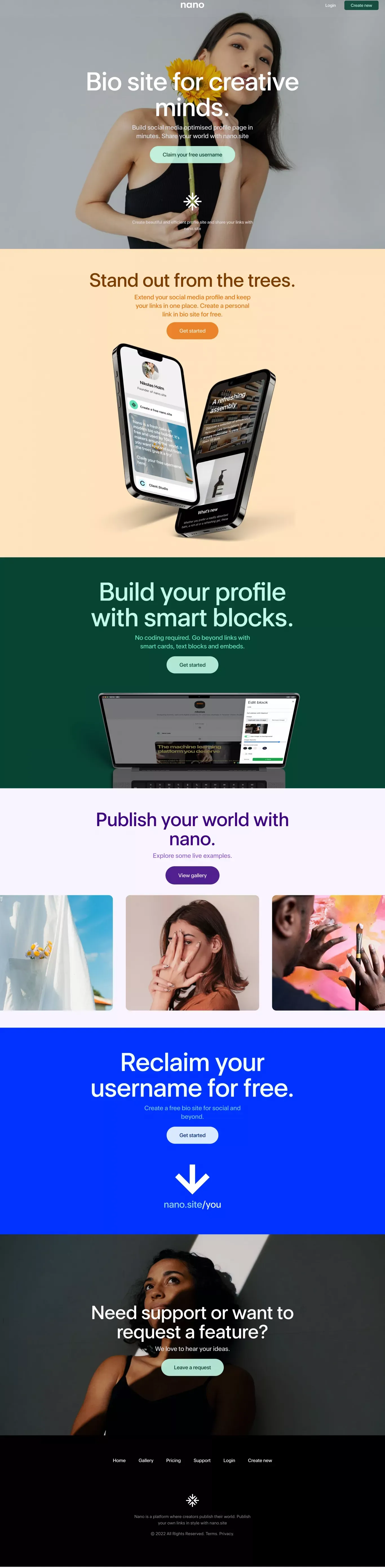 Link in bio site for creative minds | nano.site - Landing design