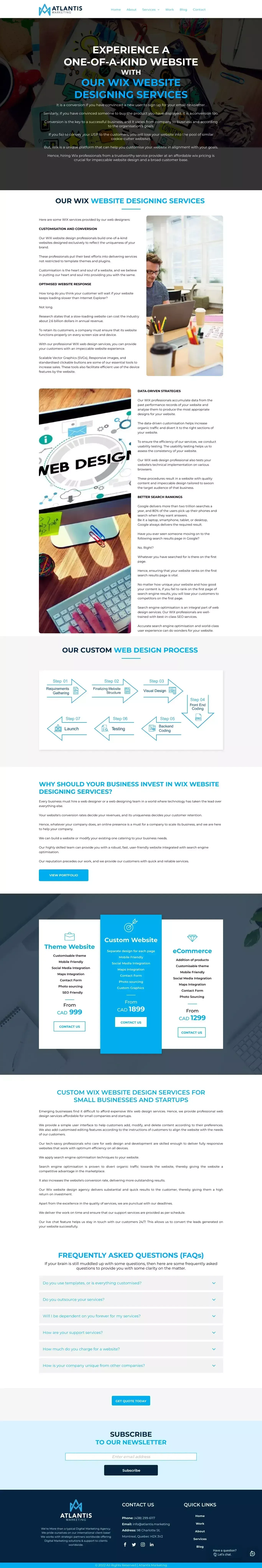 Wix Website Design Montreal, Québec - Wix Pricing Canada - Wix Cost Per Month - website design