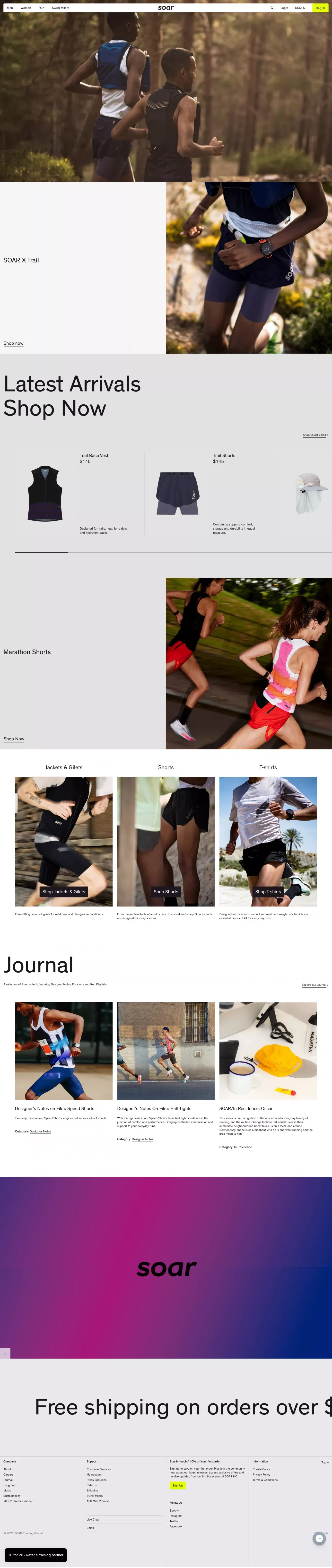 SOAR Running - Ecommerce design