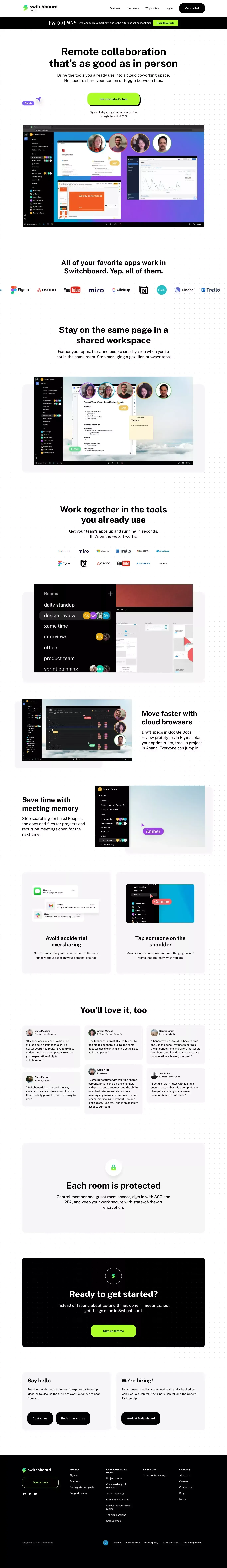 Switchboard | Collaboration space for remote work - Landing design