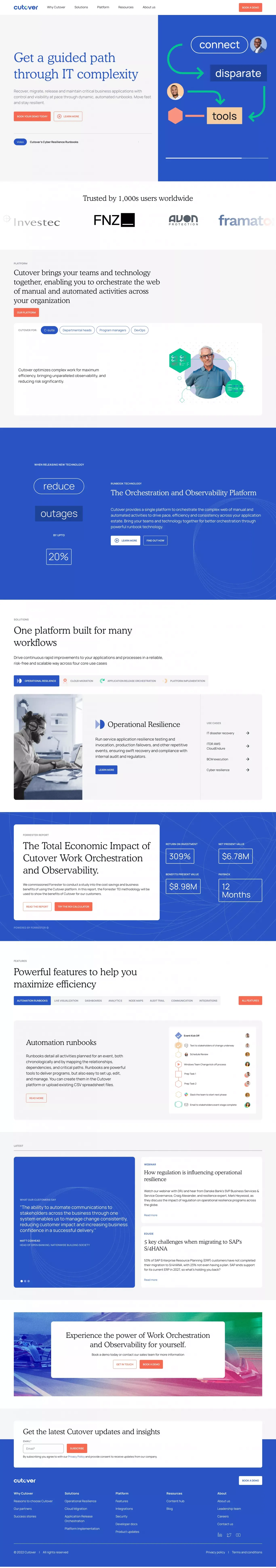 Cutover | Work Orchestration and Observability platform - Landing design