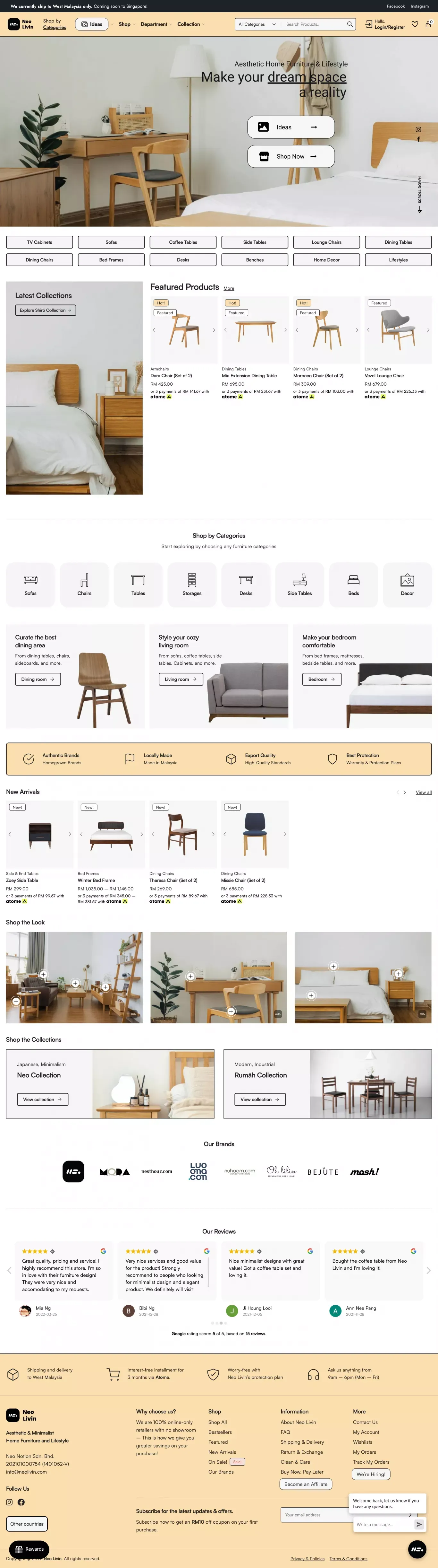 Aesthetic Home Furniture & Lifestyle Platform – Neo Livin Malaysia - Ecommerce design
