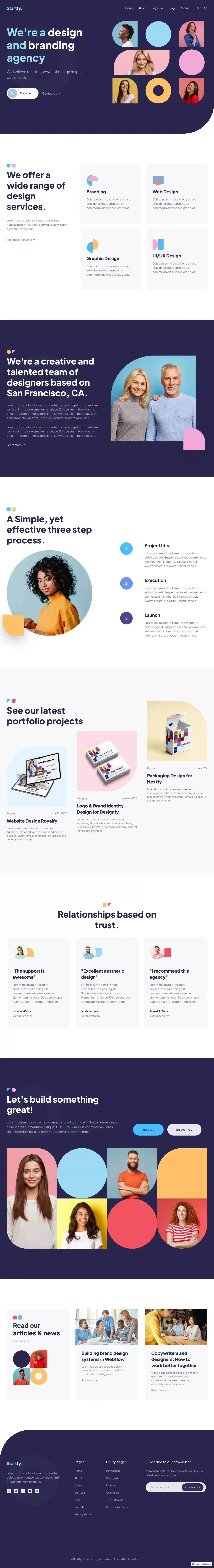 Startfy - Webflow Ecommerce Website Template - Template design
