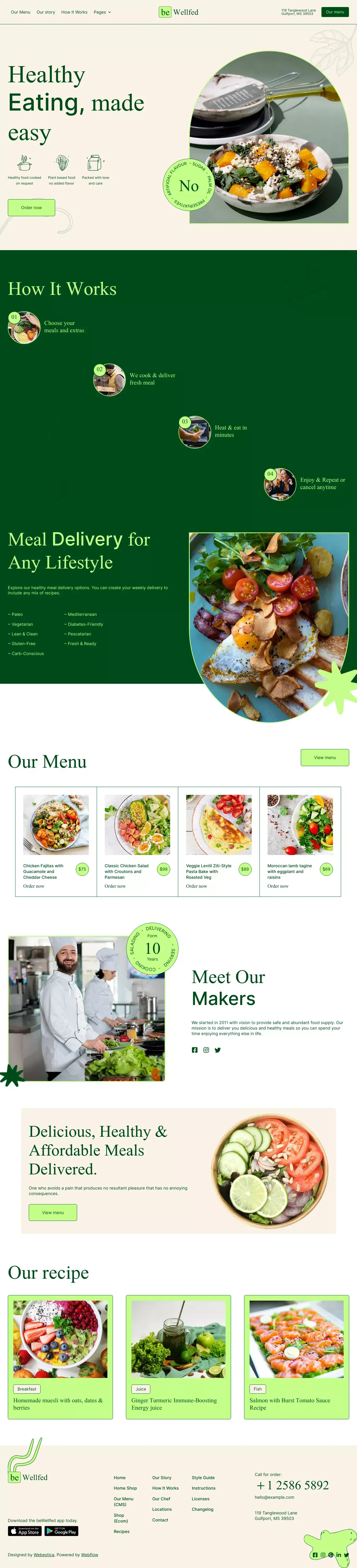 beWellfed - Webflow Ecommerce website template - Template design