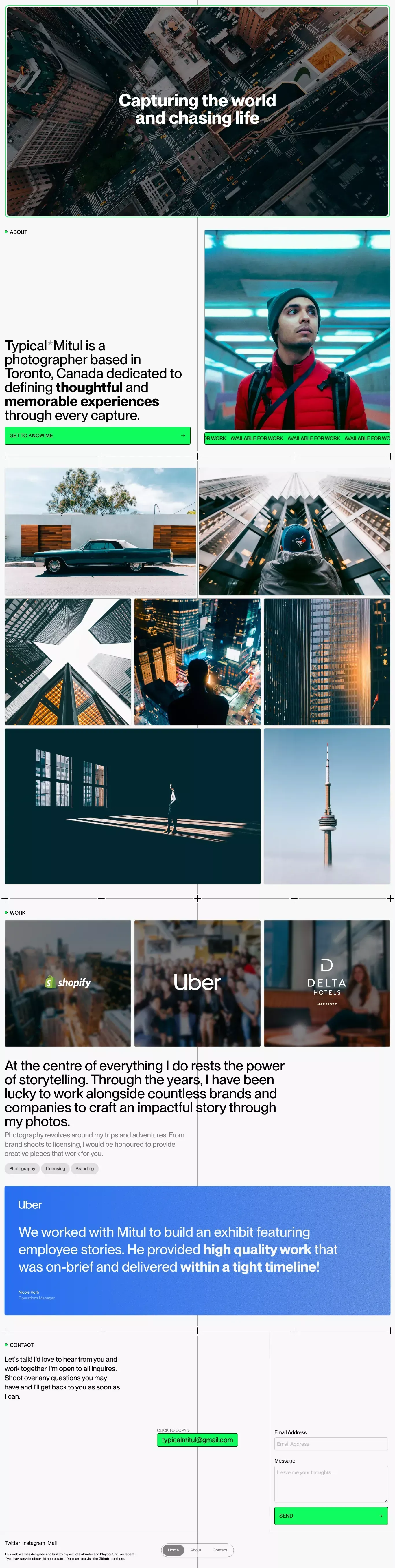 Typical Mitul | Toronto Photographer for Hire - Portfolio design