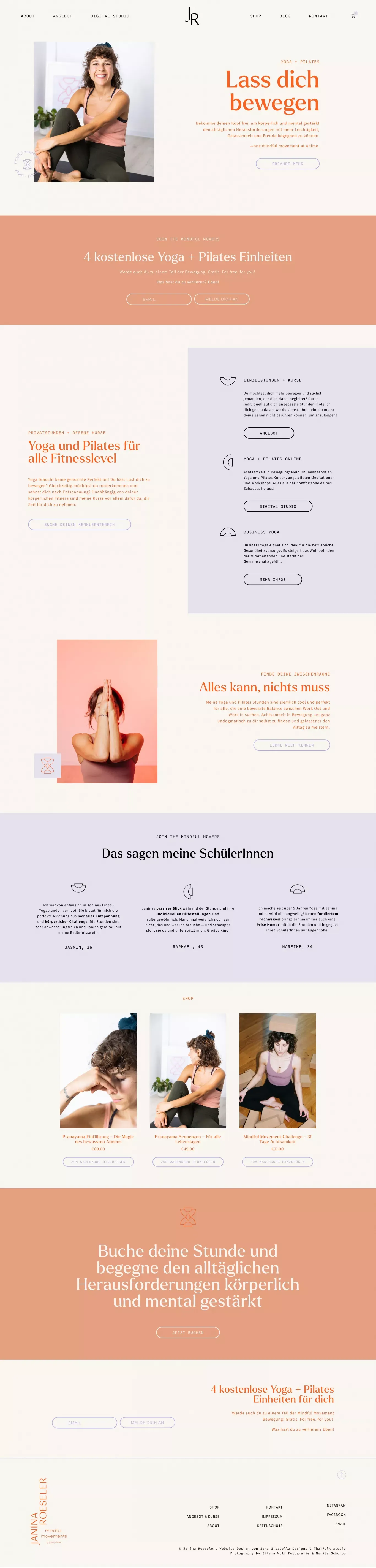 Janina Roeseler – Personal Yoga Trainerin - Landing design
