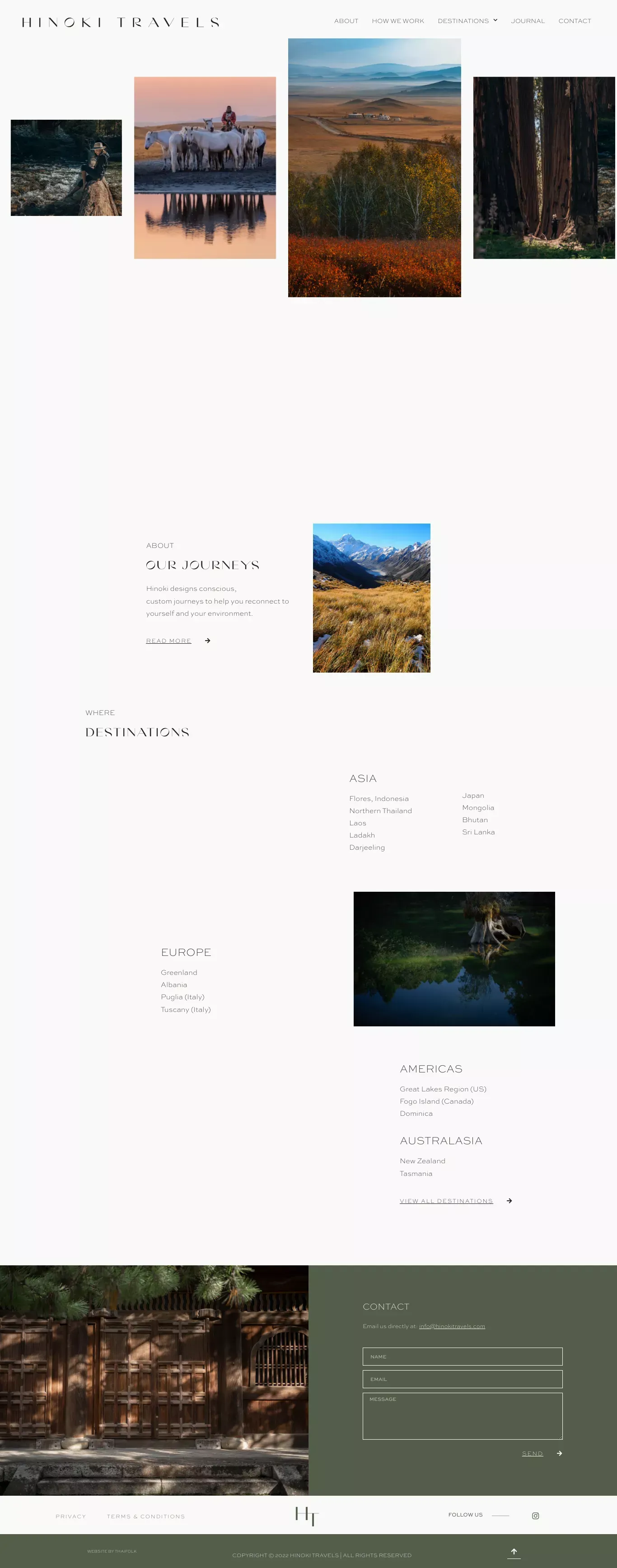Home - Hinoki Travels - Landing design