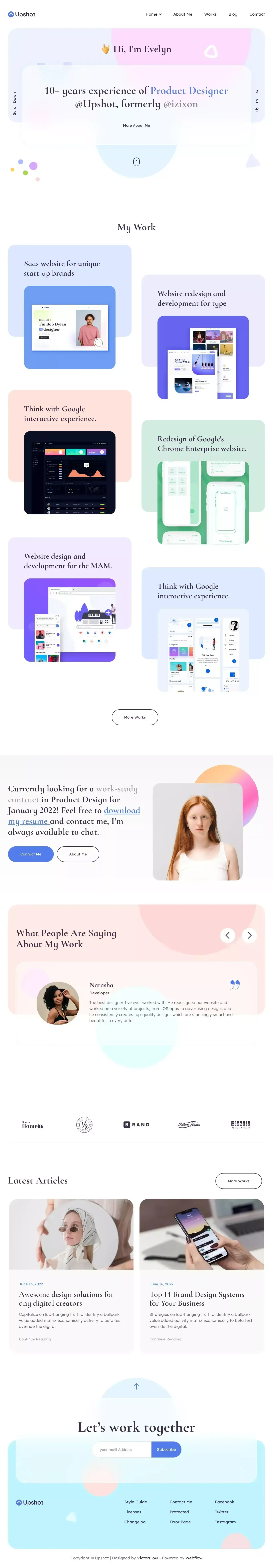 Upshot - Webflow HTML website template - Template design