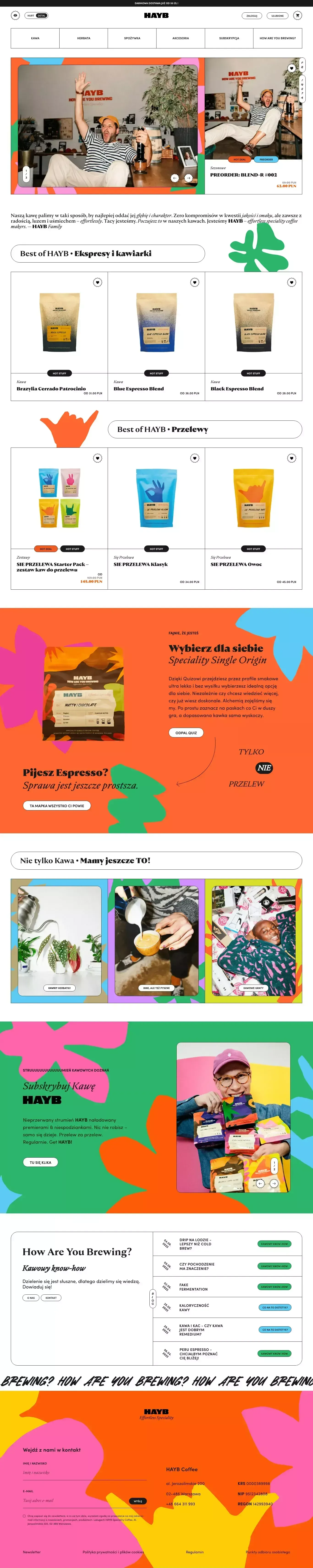 HAYB Effortless Speciality - palarnia kawy speciality - Warszawa - Ecommerce design
