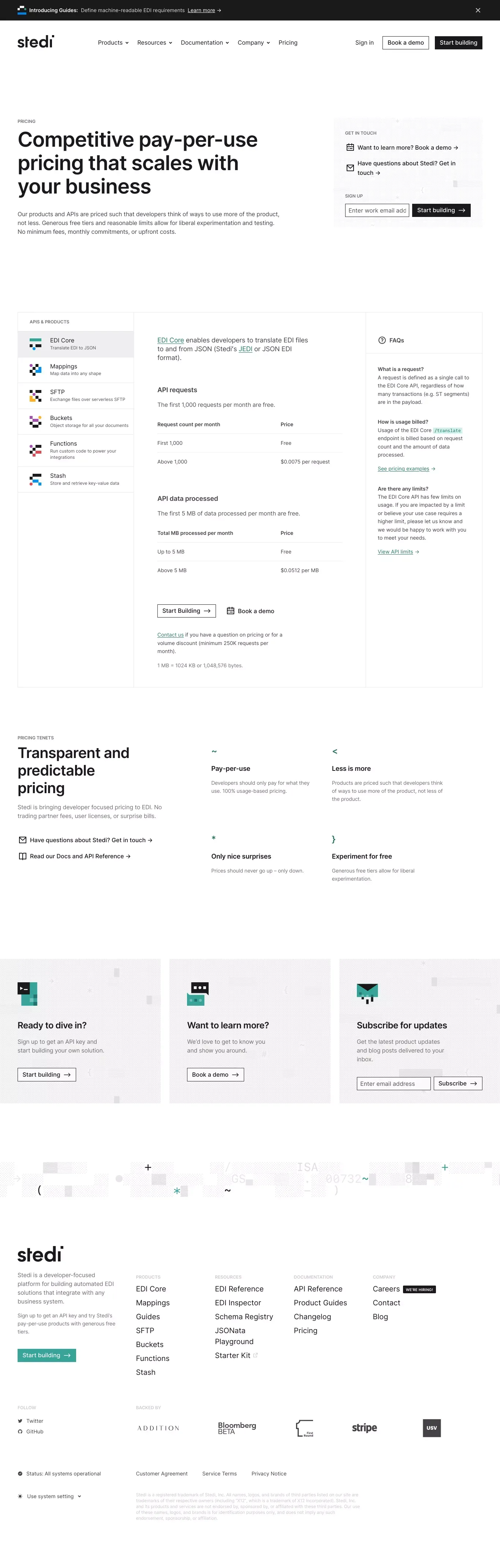 Pricing - Stedi - Pricing design