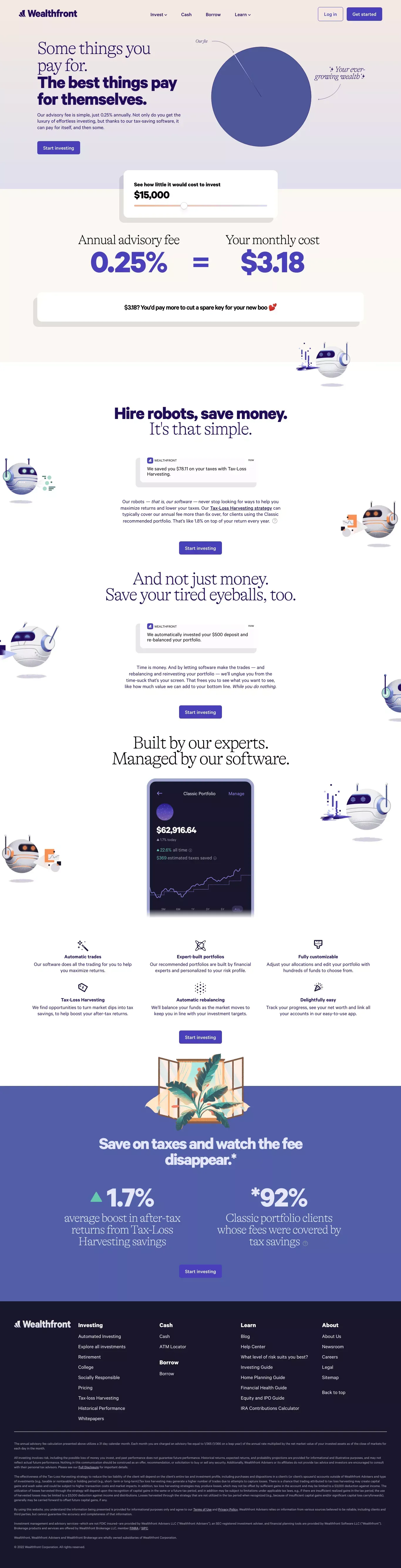 Wealthfront Fees | Wealthfront - Pricing design