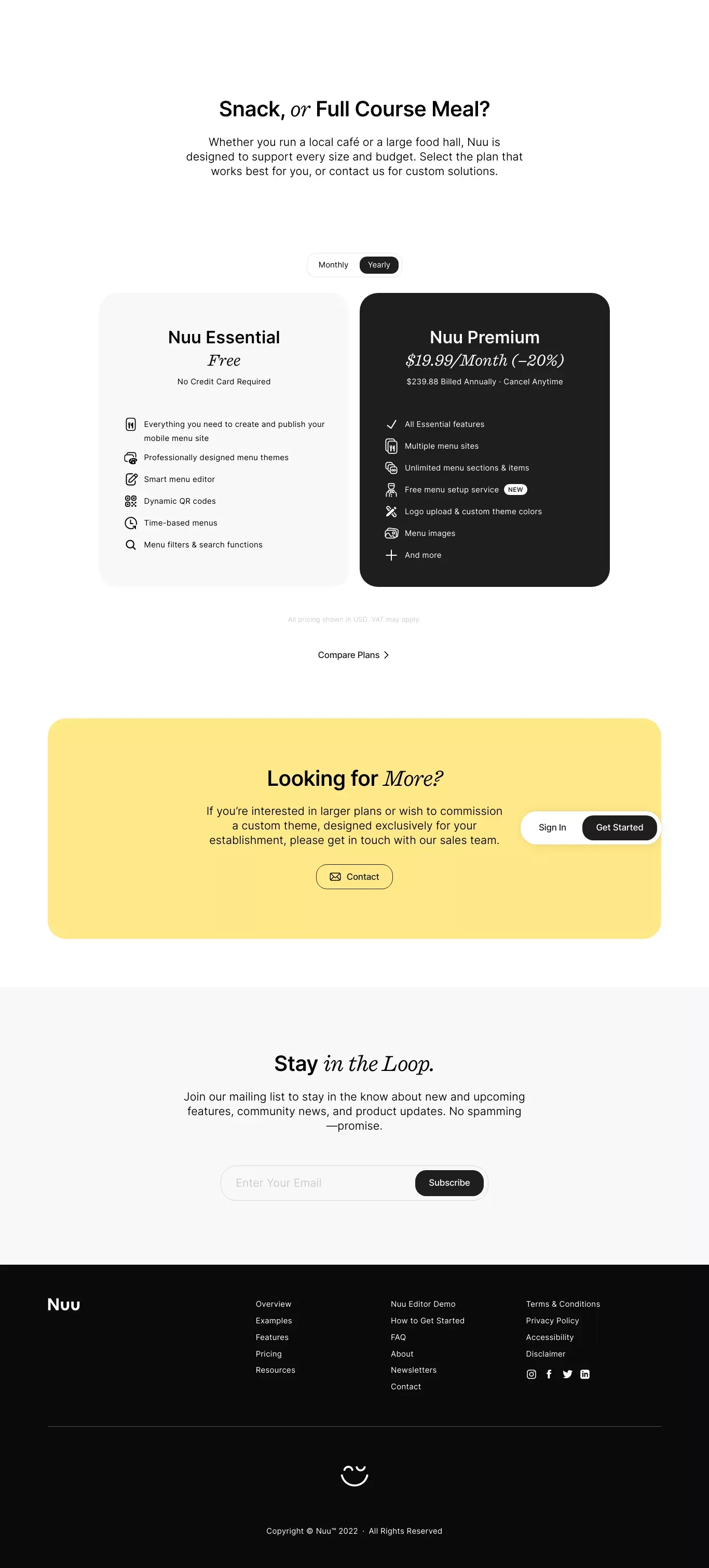 Nuu · Pricing - Pricing design