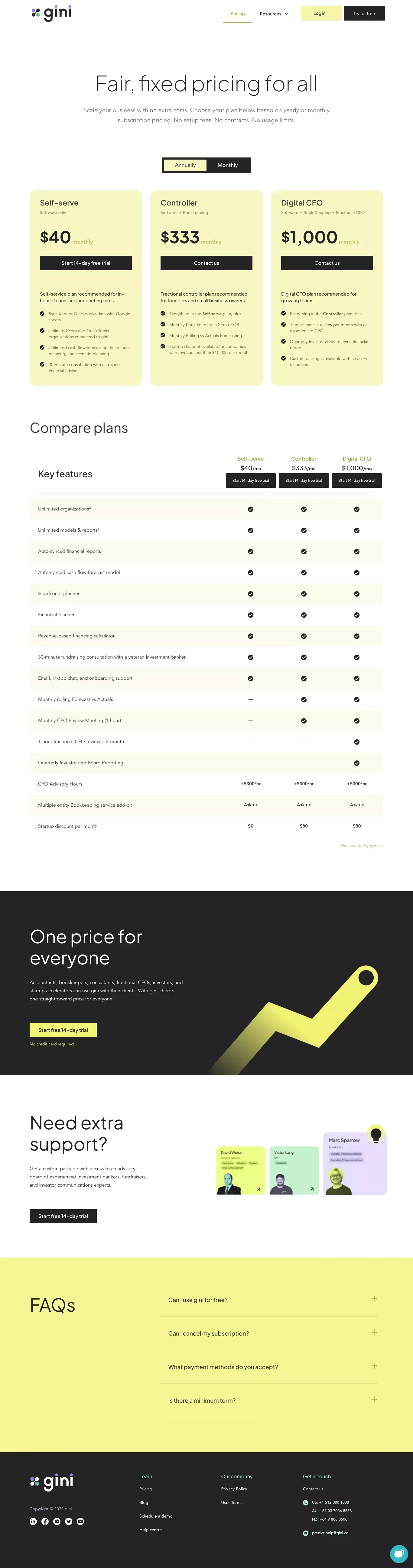 Pricing | gini - Pricing design