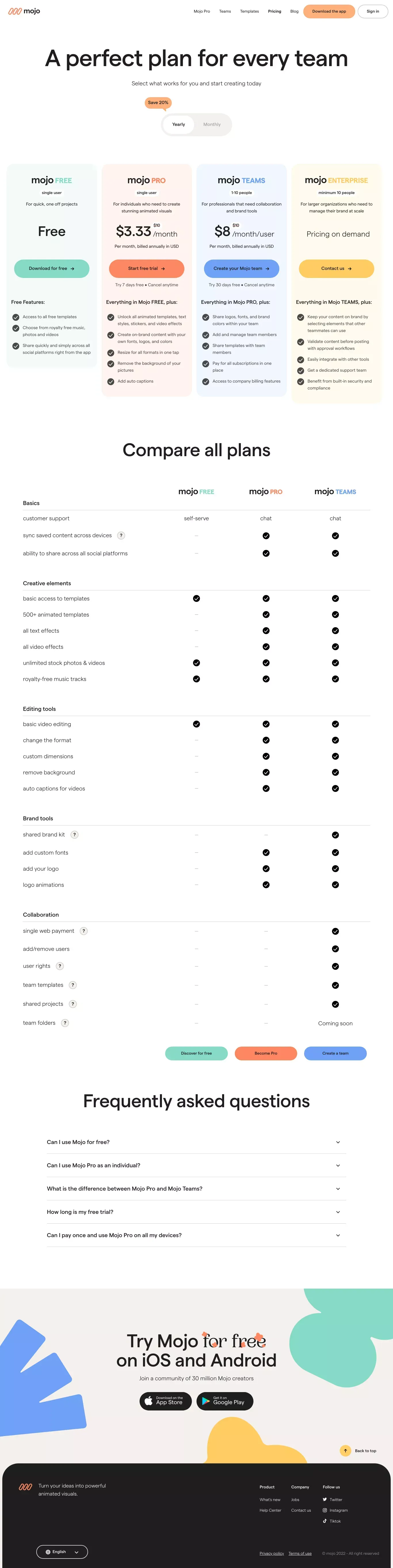 A perfect plan for every team - Pricing design