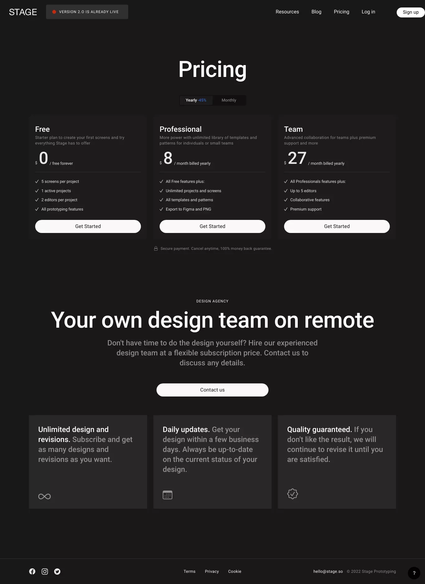 Stage – The easiest way to visualize mobile app ideas - Pricing design