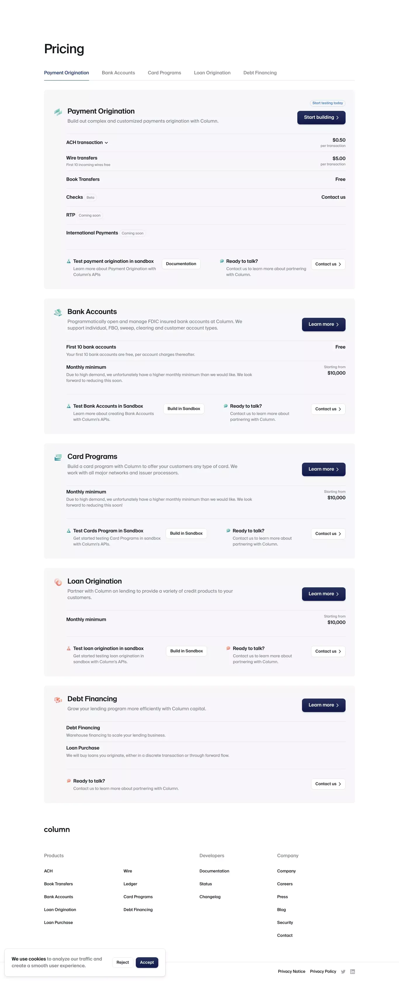 Pricing — Column - Pricing design