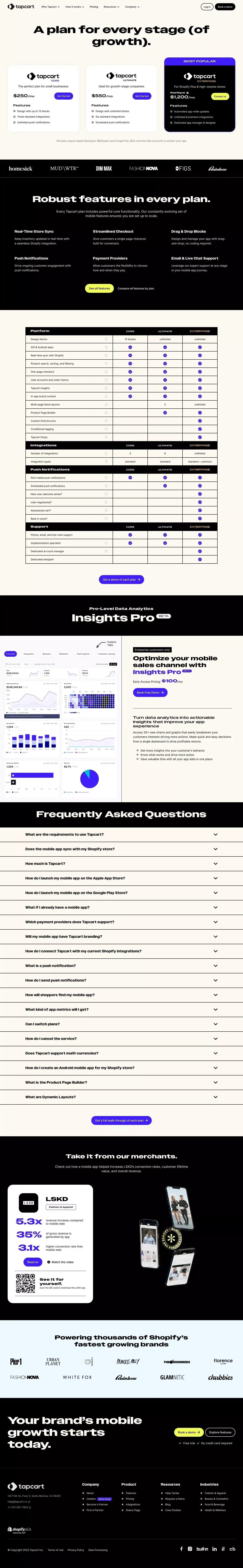 Plans & Pricing | Tapcart - Pricing design