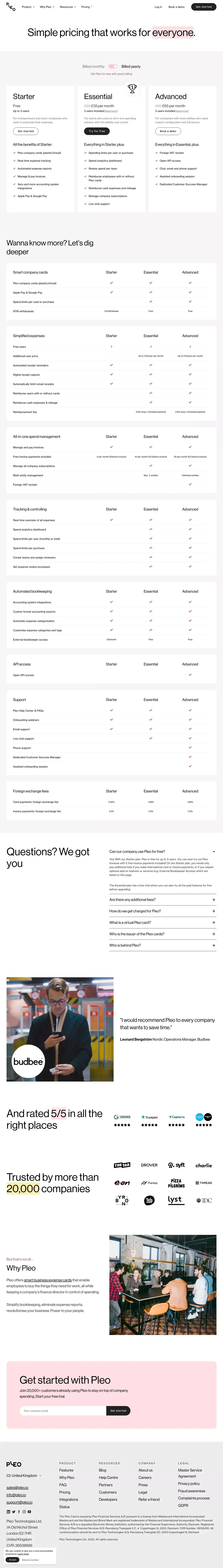 Simple pricing that works for everyone - Pleo - Pricing design