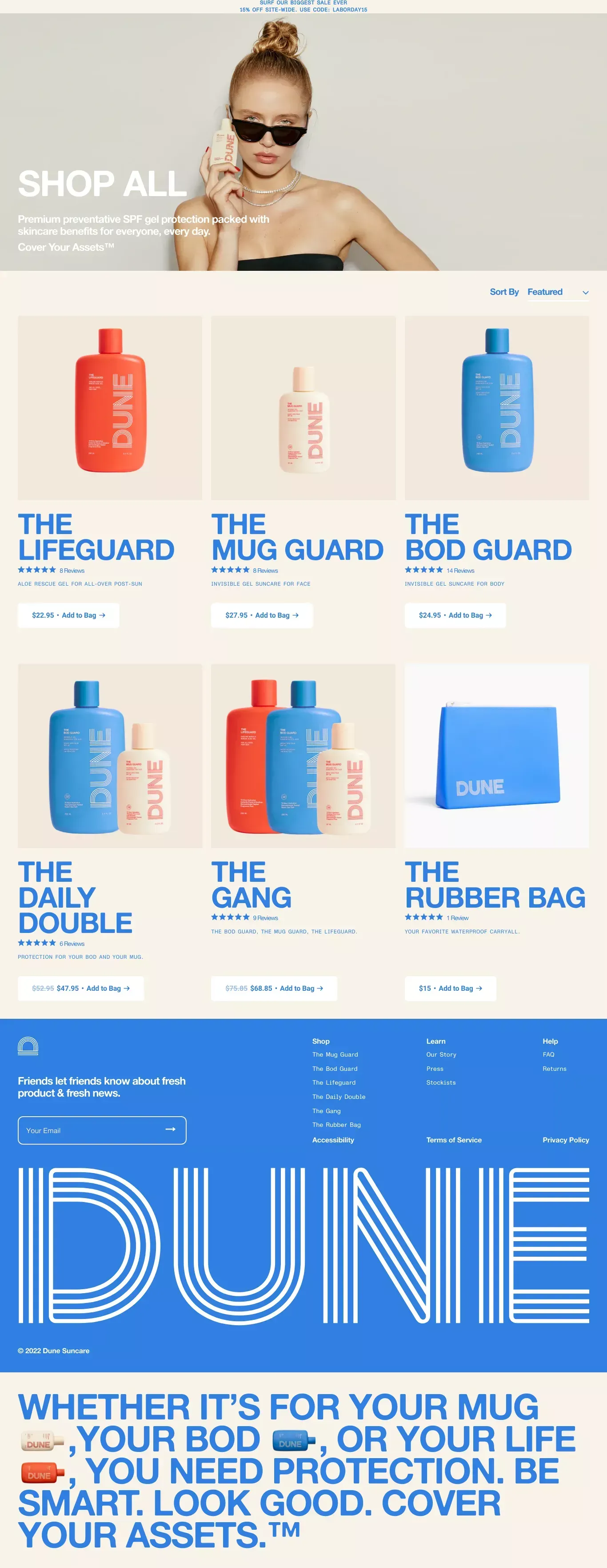 Shop All – Dune Suncare - Product listing design