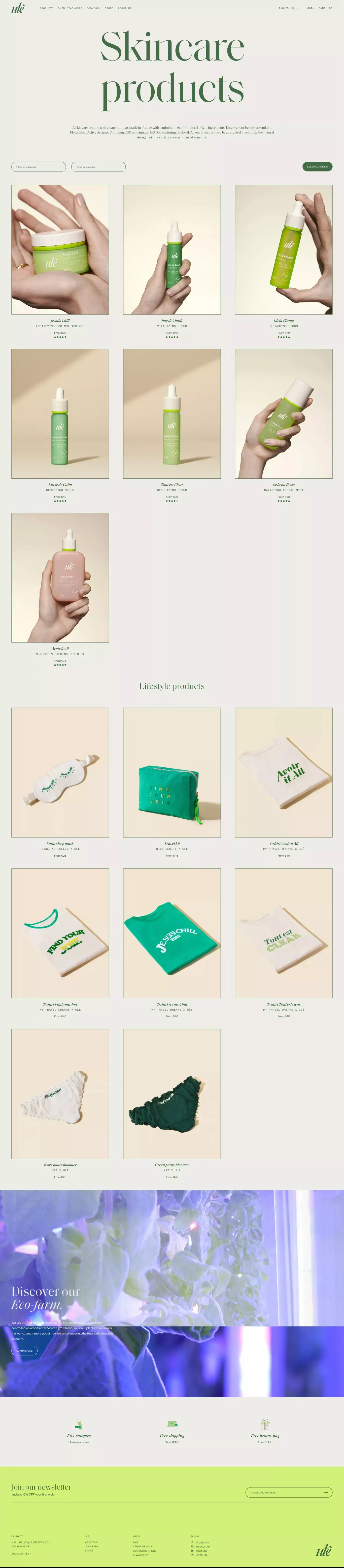 Natural and Vegan Face Care | Serum, Cream, Mist | Ulé| Ulé - Product listing design