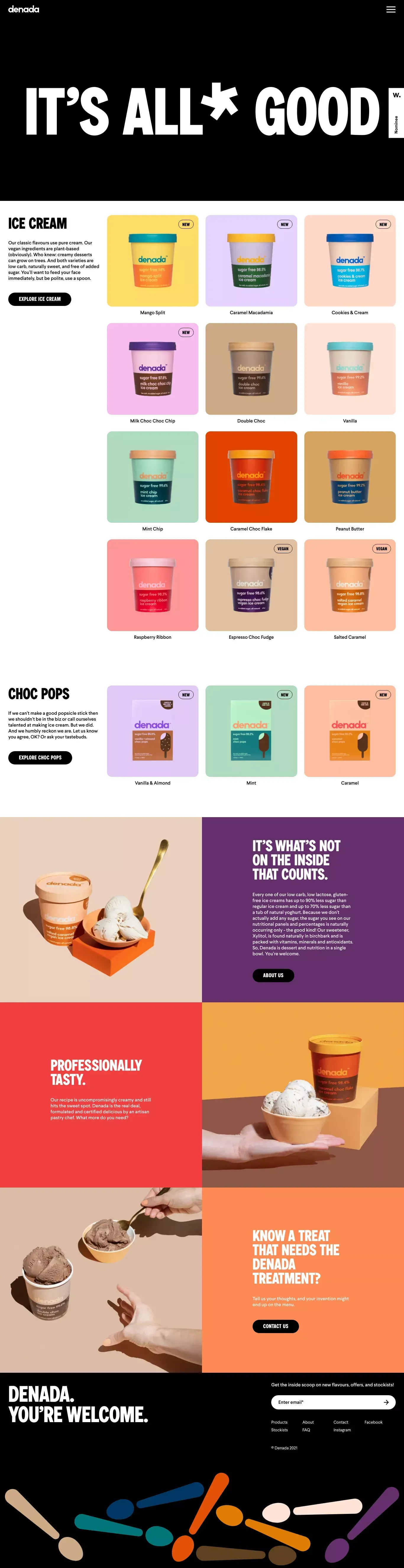 Denada Products | Sugar Free, Low Carb Ice Cream | Denada - Product listing design