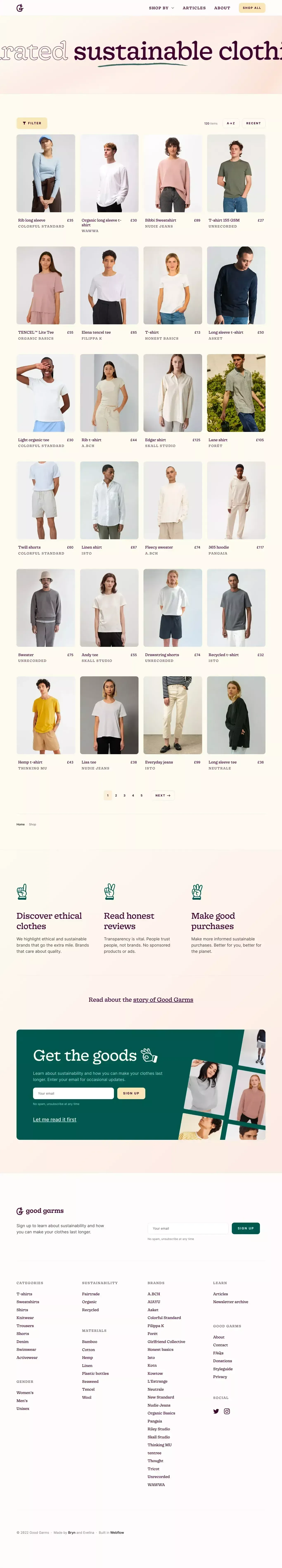 Good Garms · Shop all sustainable clothing - Product listing design