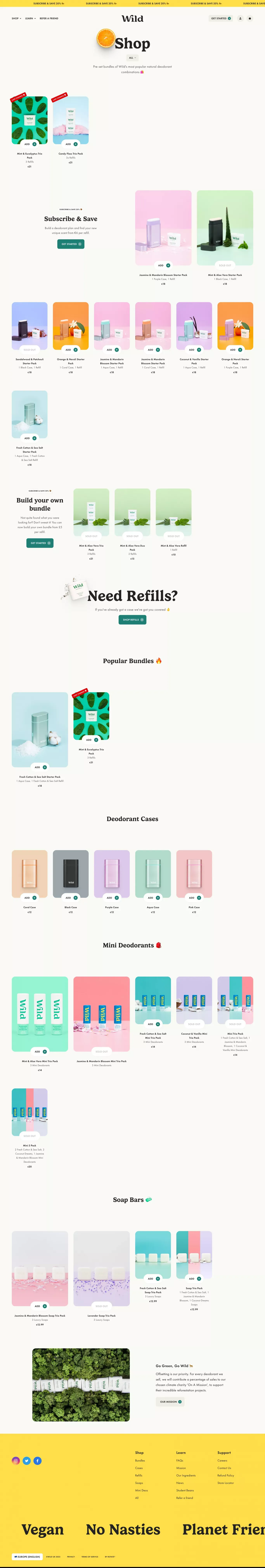 Sustainable Refillable Deodorant  - Wild UK - Product listing design