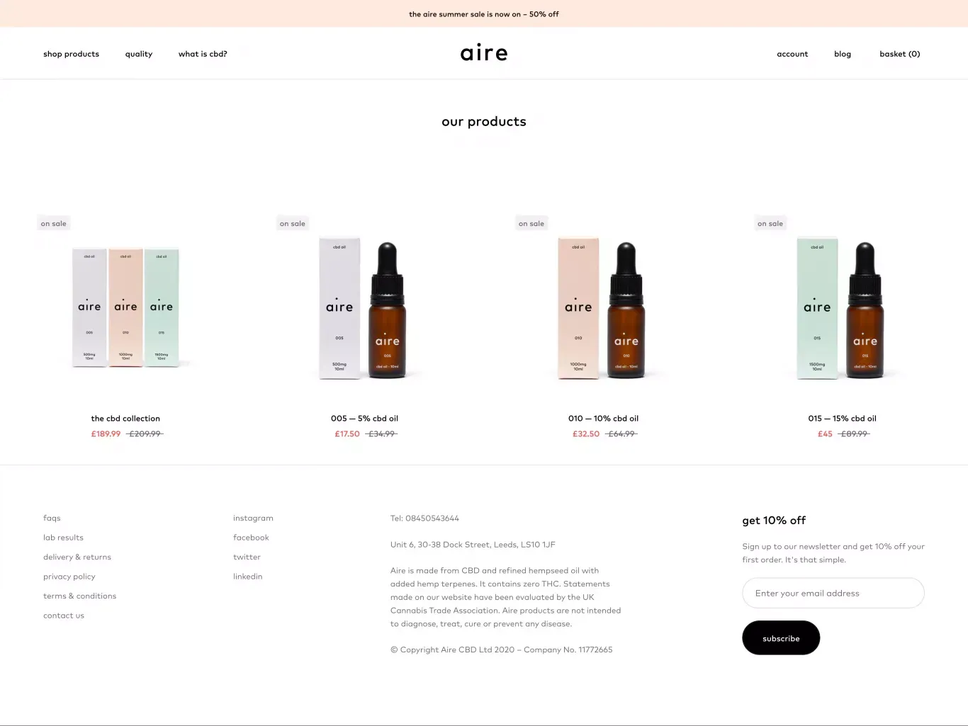 Products â Our signature CBD oils â Aire - Product listing design