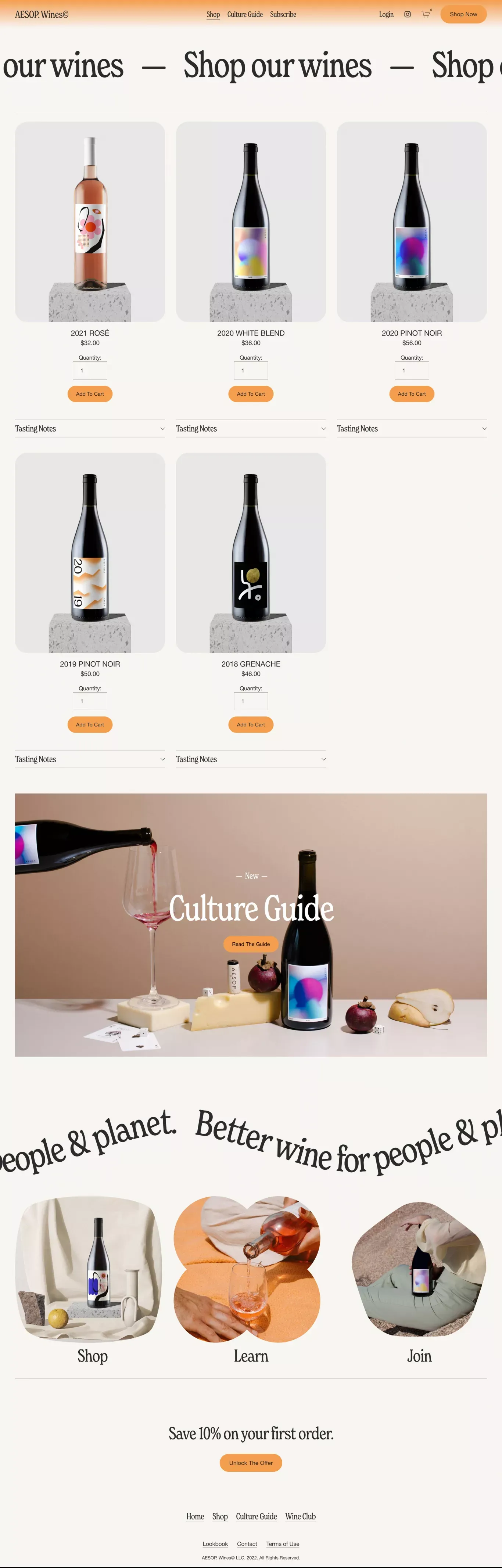 Shop — AESOP. Wines© - Product listing design