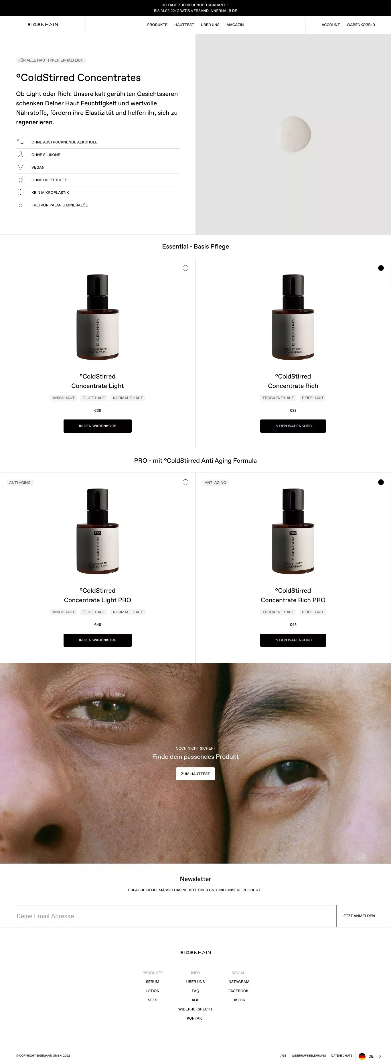 °ColdStirred Concentrates – EIGENHAIN Skincare - Product listing design