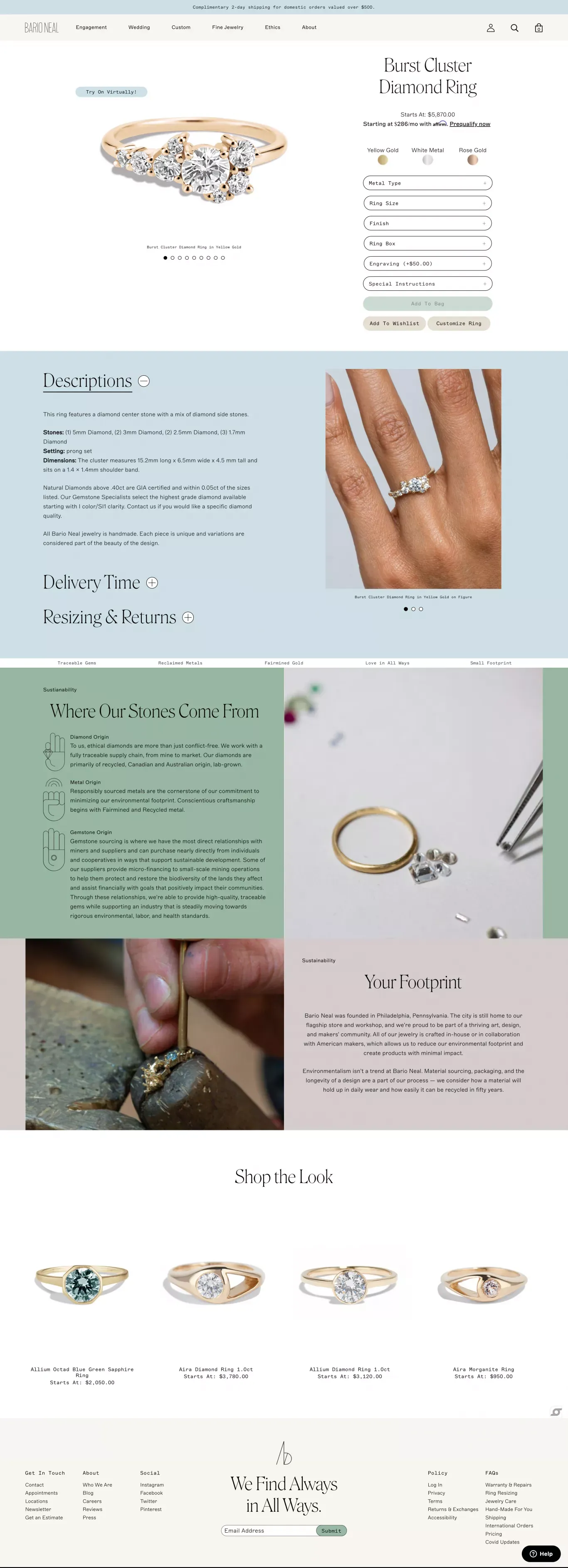 Burst Cluster Diamond Ring - Bario Neal - Product page design