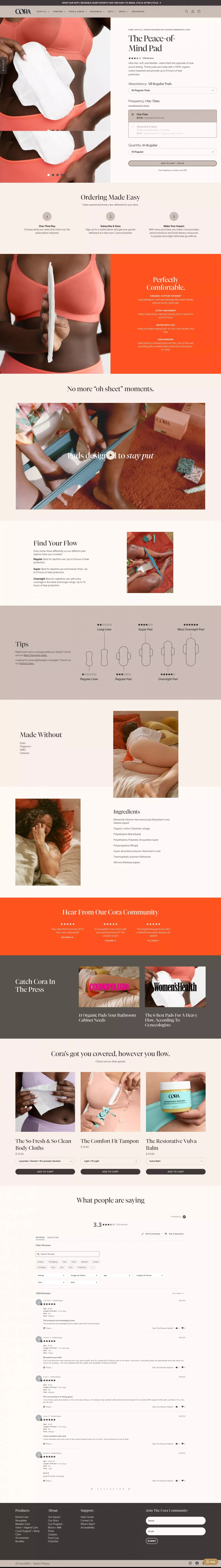 Period Pads Made With Organic Ingredients | Cora - Product page design