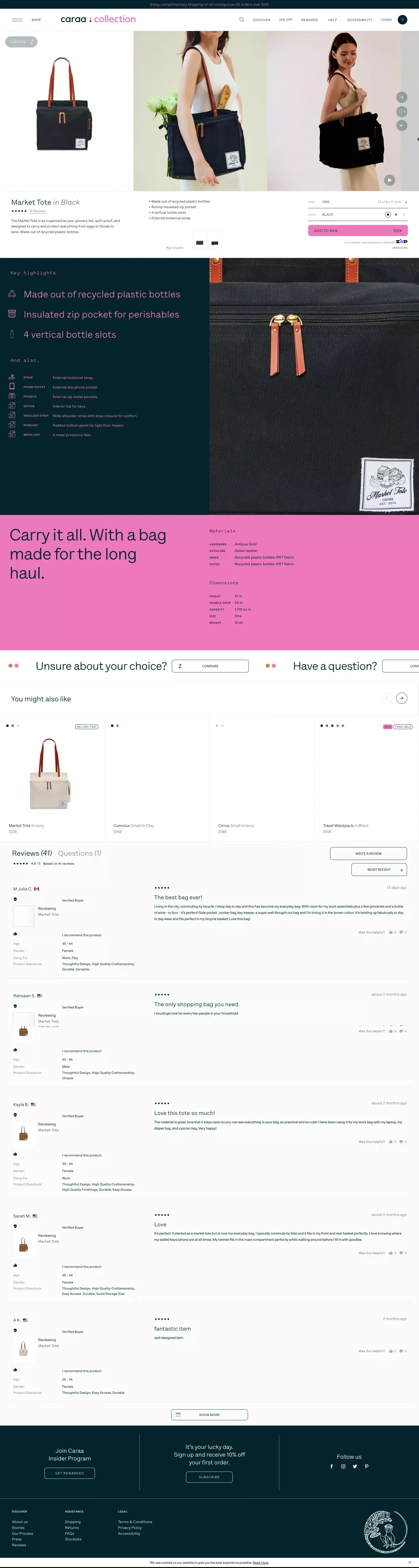 Market Tote | Caraa - Luxury Sports Bags - Product page design