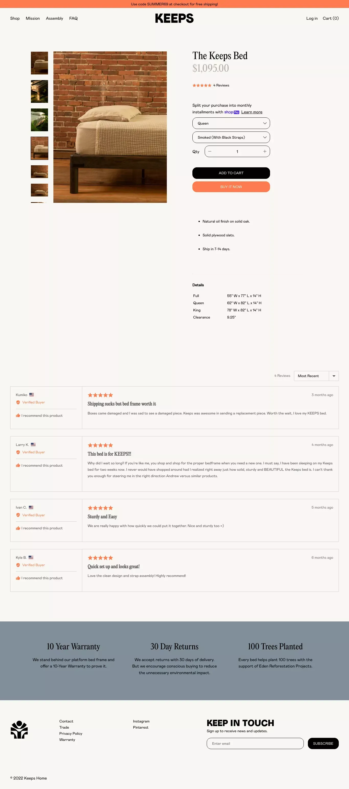 The Keeps Bed                  – Keeps Home - Product page design