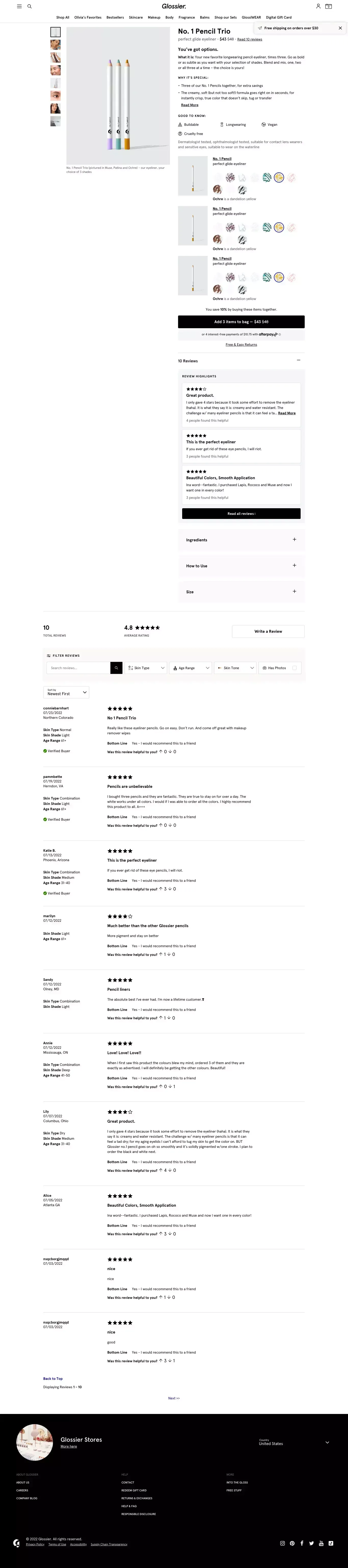 Glossier | Skincare & Beauty Products Inspired by Real Life - Product page design