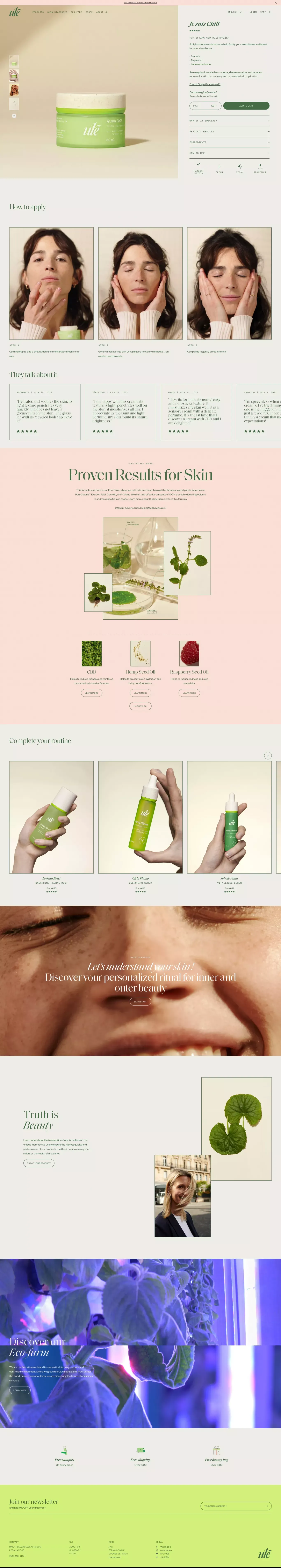 Je suis Chill | Fortifying CBD Moisturizer | Ulé - Product page design