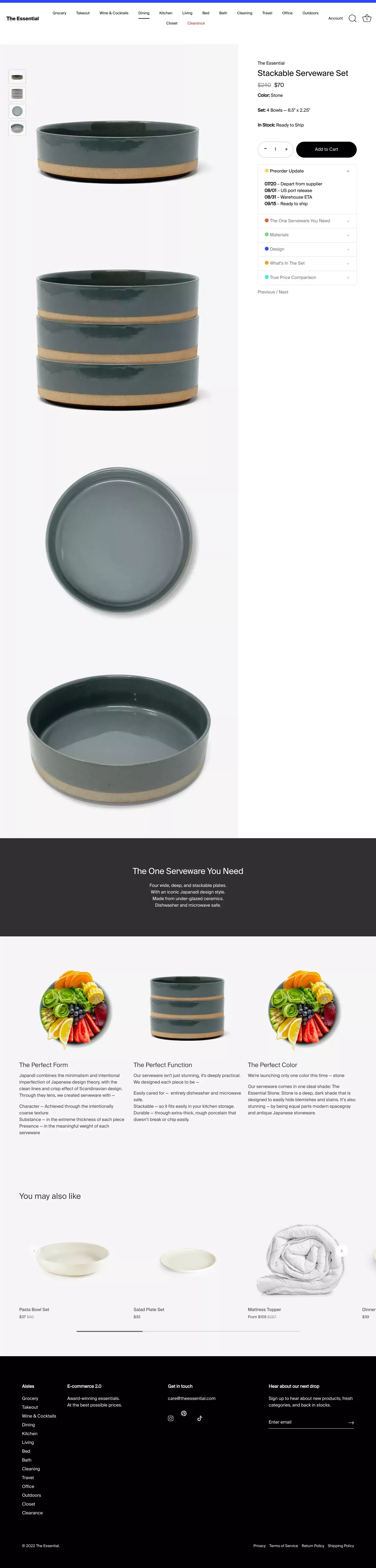Stackable Serveware Set – The Essential - Product page design