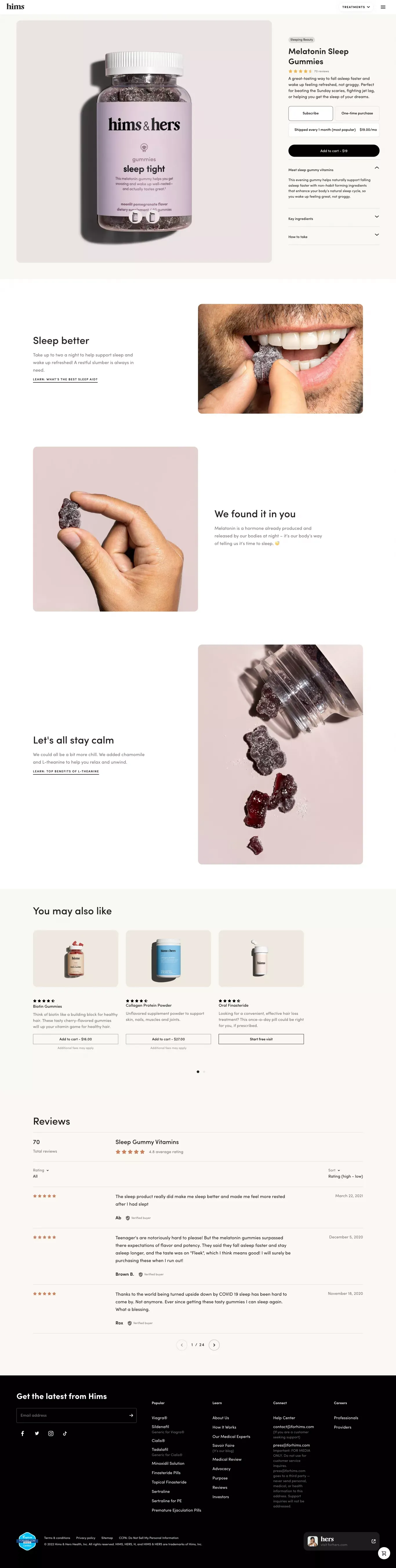 Sleep Gummy Vitamins | hims - Product page design