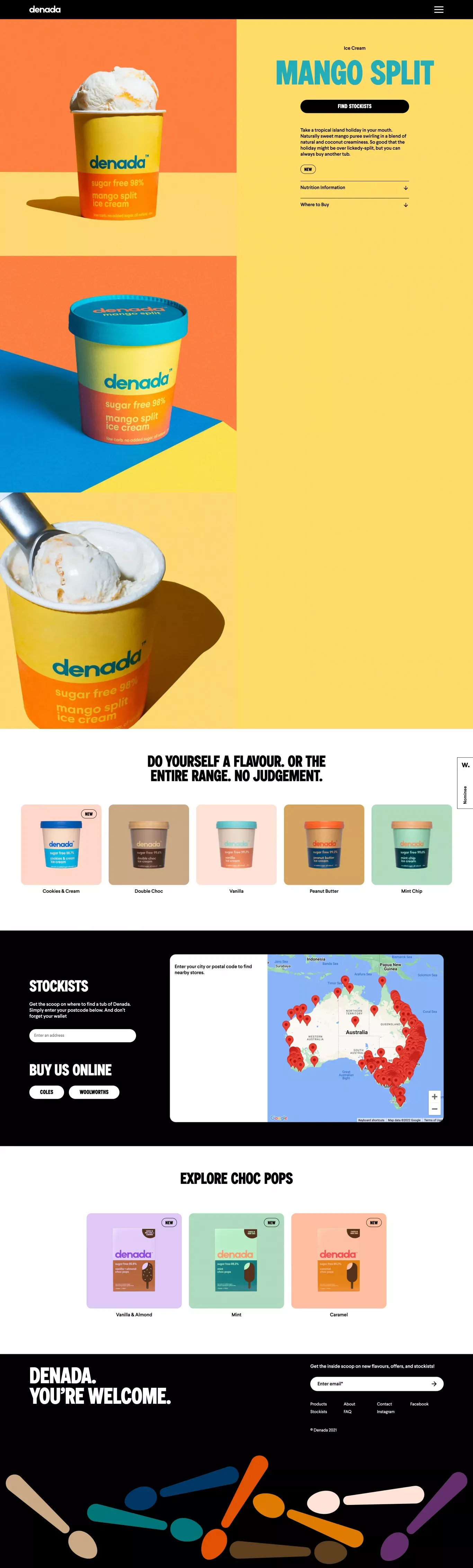 Mango Split | Sugar Free Denada Ice Cream - You're Welcome | Denada - Product page design